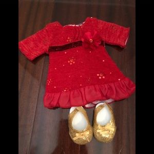 Red Holiday Dress and Shoes for American Girl Doll